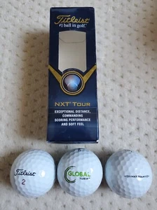 NIB Titleist NXT Tour Golf Balls Global Tubing Logo ~ Sleeve of 3 Balls - Picture 1 of 1