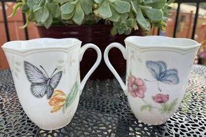 2er Set LENOX Becher Kaffeetassen Teetassen Porzellan Schmetterling Schwalbenschwanz EPOC - Bild 1 von 6