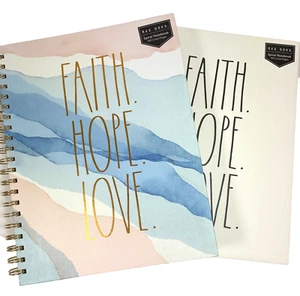 2 Rae Dunn Sprial Notebooks Faith Hope Love 8.5" x 11" 160 lined pages journal L - Picture 1 of 7