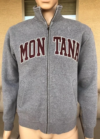 Vintage Montana Grizzlies Full Zip Sweatshirt MV Pro Weave Size Small Gray Cover