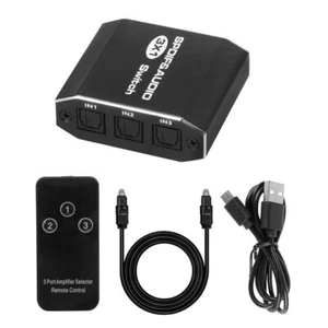 2X(SPDIF Toslink Switcher 3 in 1 Out Digitaler Optischer Audio-Splitter-Wah2403 - Bild 1 von 10