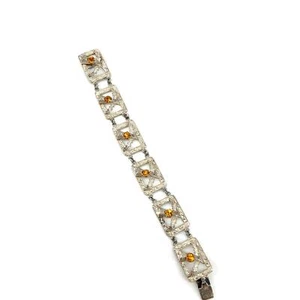 Signiertes WBs Ward Brothers Sterling Citrin keltische Distel Gliederarmband 6 1/2 - Bild 1 von 7