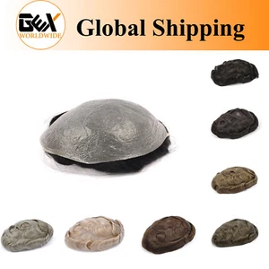 GEX Mens Toupee Hairpiece 0.05mm Thin Skin V-loop Human Hair Replacement Systems - Picture 1 of 75