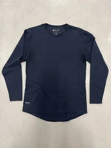 BYLT Shirt Mens Small Black Drop Cut Lux Long Sleeve Workout Gym Logo Casual - Picture 1 of 12
