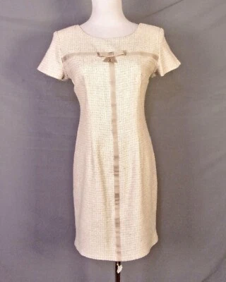 Vestido vintage años 80 90 Positive Attitude Petite Champagne Tweed lazo cinta talla 4P Foto 1 de 4