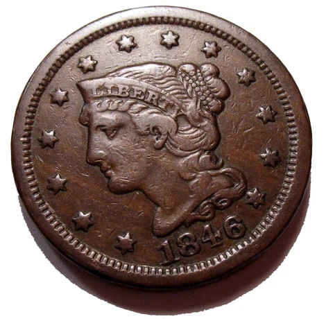 OLD US COINS 1846 LARGE CENT PENNY EARLY COPPER Cover