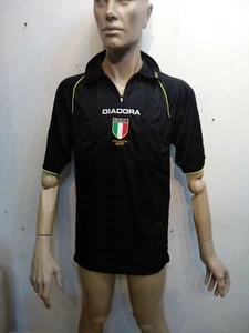 Vintage DIADORA M Arbitro Maglia Calcio MANICHE CORTE - Imagen 1 de 6
