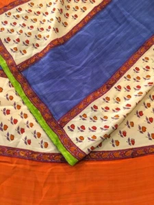 Pure Crepe Silk Saree 100% Silk Sari Indian Vintage Printed Fabric PCSS2531 - Picture 1 of 9