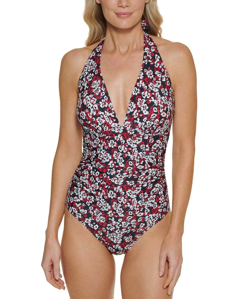 Traje de baño Tommy Hilfiger de una pieza con control de barriga estampado floral para mujer - 12 -... Foto 1 de 4