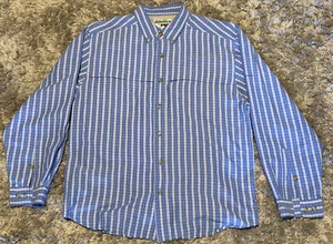 Exofficio Buzz Off Insect Shield Blue Checkered Long Sleeve Shirt Mens Size L - Picture 1 of 6