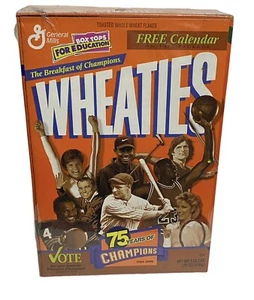 Wheaties 75 Years Of Champions w/Calendar Box Sealed Vintage Jordan Gehrig Woods - Picture 1 of 6