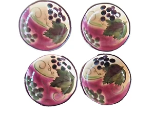 Clay Art Tuscan Grape Trinket Dip Appetizer Dish 4 1/2" Set Of 4 - Picture 1 of 2