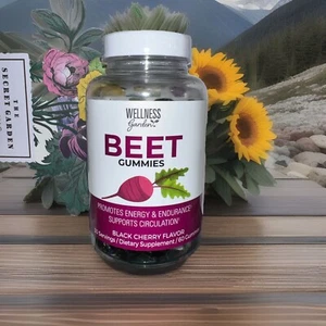 WELLNESS garden BEET Gummies Supplements Black Cherry Flavor 60 Ct Circulation - Picture 1 of 5