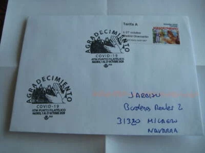 2020 Spain Envelope w/Adhesive Stamp "Madrid Chamartin" Saluting Heroes Tarifa A - Image 1 of 2