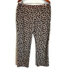 Adonna Leopard Fleece Pajama Pants Womens Size Medium Brown Animal Print Bottoms