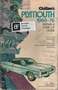 Chilton's Repair 1968-1976 Chrysler Plymouth Fury VIP Suburban Grand Coupe MN900 - Bild 1 von 2