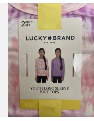 Paquete de 2 camisas de punto de manga larga Lucky Brand GIRLS (rosa violeta S) nuevas con etiquetas Foto 1 de 2