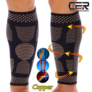 Copper Calf Support Brace Shin Splint Compression Sleeve Leg Wrap Pain Men Women - Picture 1 of 12