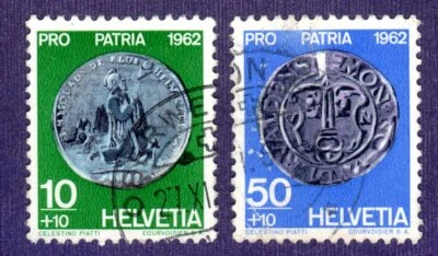 1962 Switzerland SC# B314-317 - Coins - 2 Different Stamps - Used - Image 1 of 2