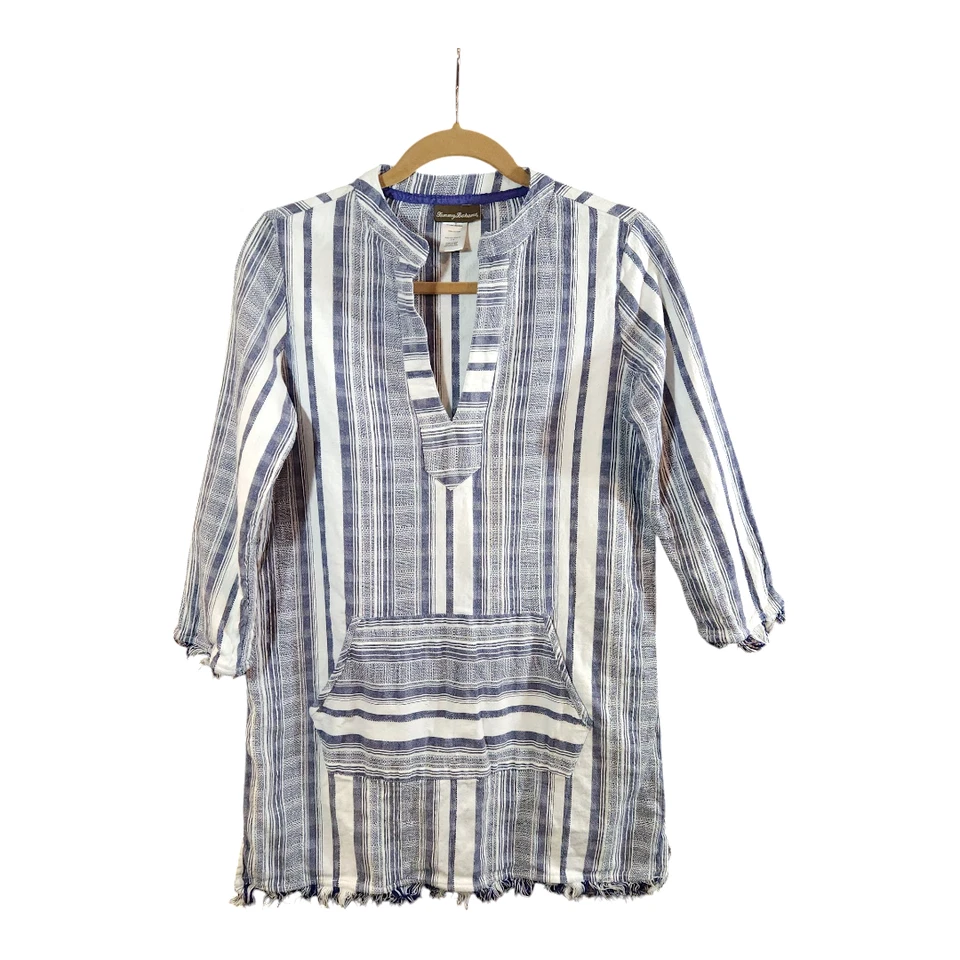 Tommy Bahama Yarn Dye Stripe V-neck Popover Tunic Beach Cover-up Women's Small - Image 1 of 4