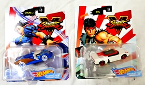 2 New Hot Wheels Character Cars Street Fighter V RYU 1/5 + Chun-Li 2/5 - Picture 1 of 9