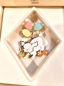 Tamerlane Easter Ornament 1983 Enamel Puppy #43004 Gold Finish Small 2.5” - Picture 1 of 10