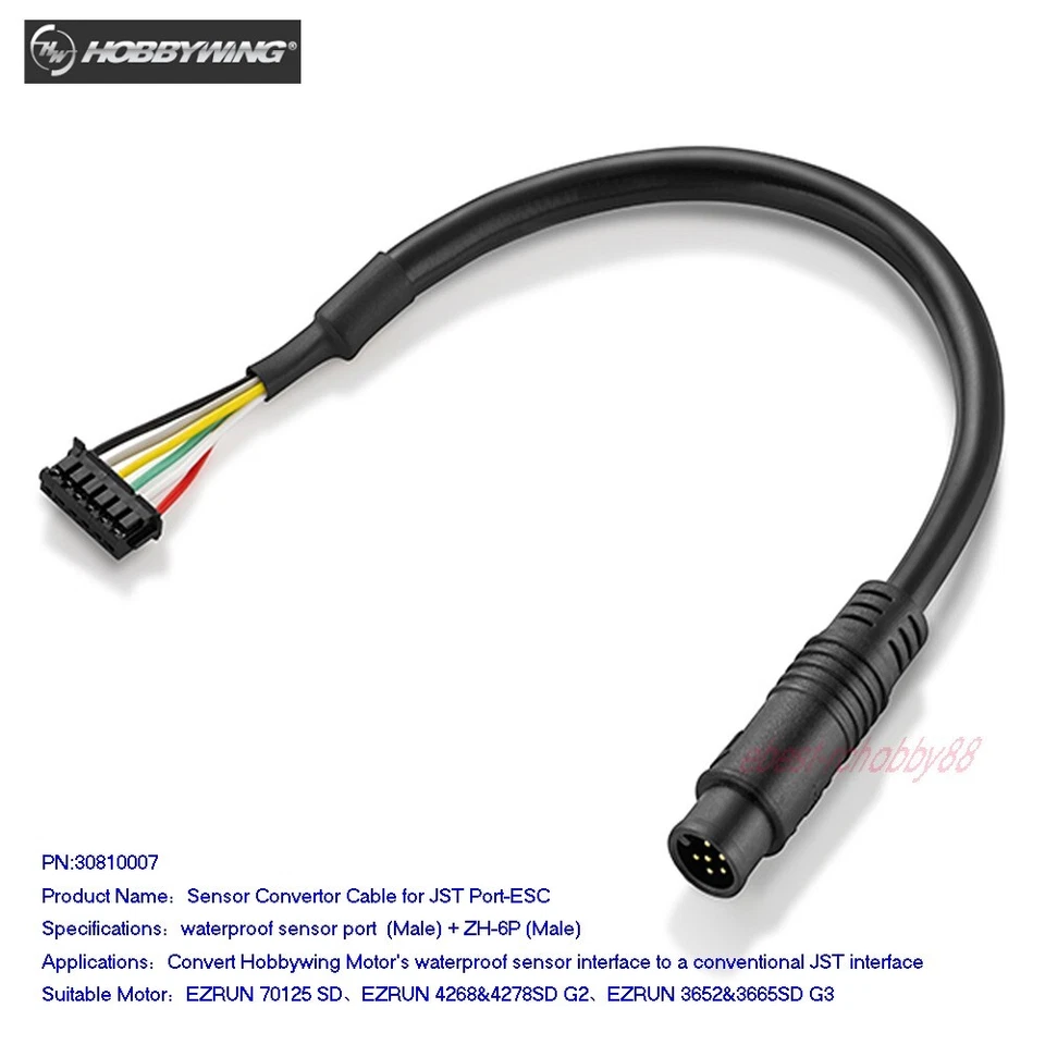 Hobbywing Sensor Convertor Cable Work to Motor EZRUN 70125SD 4268 4278G2 3652 G3 - Image 1 of 4