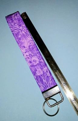 紫色/白色龙飞钥匙链腕带手工织物钥匙 FOB 充满活力的颜色! — 第 1/3 张图片