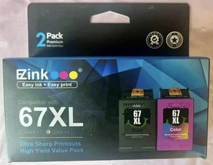 E-Z Ink 67XL 67 Ink Replacement for HP Cartridges Black Color Combo 2 Pack! - Picture 1 of 6