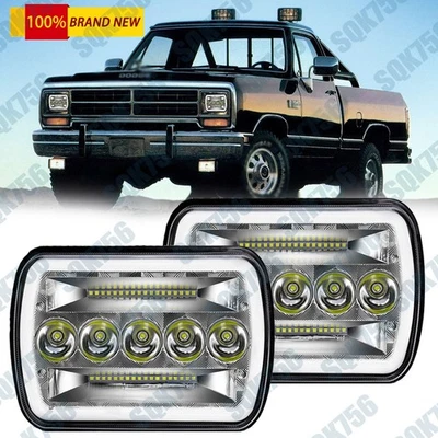 Ajuste 1981-1993 para Dodge D150 D250 D350 Nuevo 120W 7x6 Faro LED Hi-Lo DRL Giro Foto 1 de 4