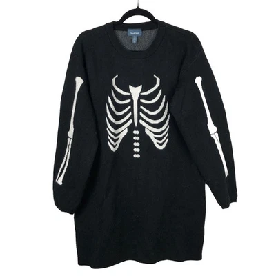 ModCloth Women's XL Skeleton Sweater Dress, Black Skeleton Halloween Outfit - Image 1 of 4