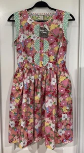Matilda Jane Clothing Pink Flower Floral Flare Sleeveless Leah Dress Small NWT - Picture 1 of 9