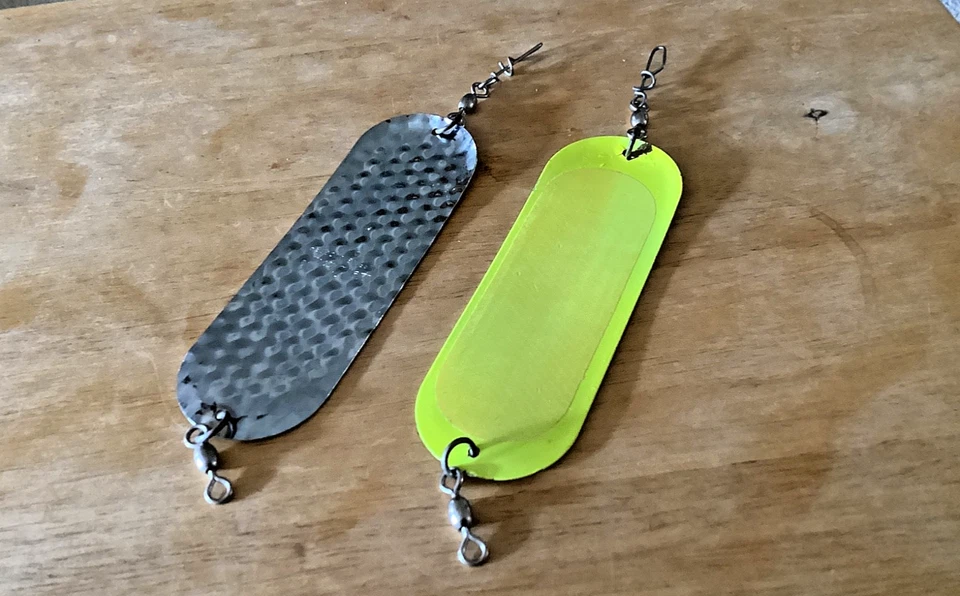 Two (2) Six (6”)  Dodgers-ONE each Les Davis (Hammered) & Luhr Jensen (Flash) - Image 1 of 3