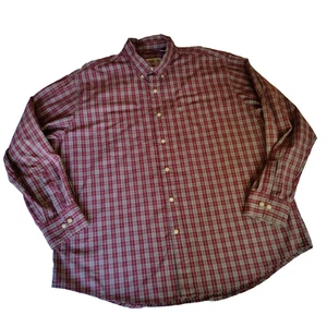 Timberland Plaid Shirt Mens XL Burgundy Cotton Long Sleeve Button Up Cotton  - Picture 1 of 22