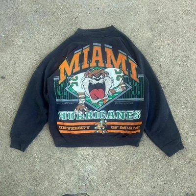 Vintage Miami Hurricanes Taz football crewneck sweatshirt AN57200 - Image 1 of 2