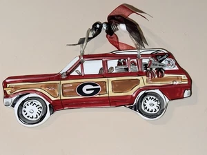 Glory Haus University of Georgia UGA Bulldogs Station Wagon Jeep Ceramic Hanging - Picture 1 of 2