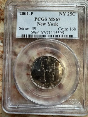 2001-P New York State Quarter PCGS certified MS 67. Very High Grade Coin! - Image 1 of 4