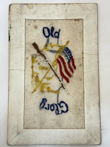 WWI Old Glory Rifle and American Flag Silk Embroidered Post Card c1914 - 1919 - Picture 1 of 5