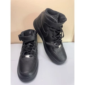 Scarpe sneakers uomo Nike Air Force 1 AF1 alte in pelle nera - Foto 1 di 10