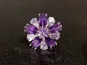 Ancienne Grosse Bague Améthyste Monté Sur Argent Massif T : 51. - Picture 1 of 13