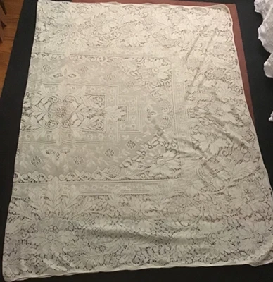 Scranton Lace: Nottingham Tablecloth Ivory 70 x 108 inches 100% Polyester - Image 1 of 4