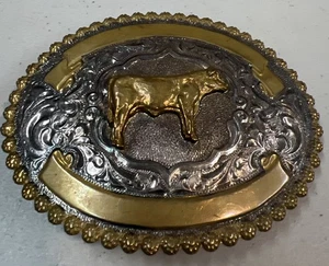 Fibbia amanti del bestiame trofeo vuoto premiato e ottone Crumrine Mfg Reno Nevada - Foto 1 di 6