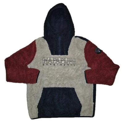 Napapijri Teide 2 Colour Block Fleece Hoodie Size Large - Image 1 of 4