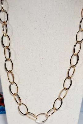 Graziano Large Oval Chain Link Necklace 34-37" Gold Tone Designer Signed - Image 1 of 4