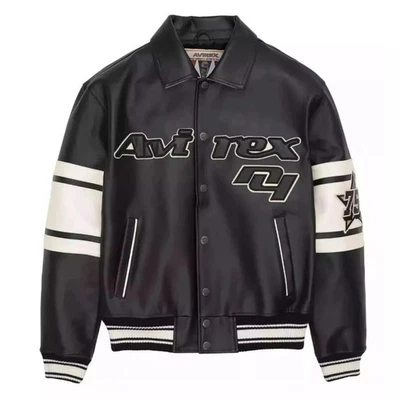 Men Avirex Cowhide Leather Bomber Jacket American Flight Genuine Leather Jacket - Image 1 of 3