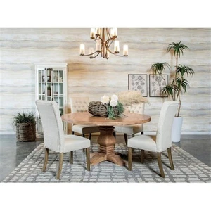 Pemberly Row 5-piece Round Wood Dining Set Rustic Smoke and Oatmeal - Picture 1 of 8