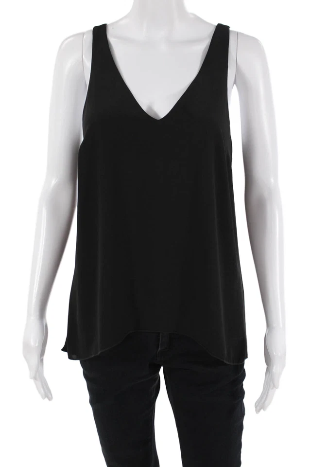 Camiseta sin mangas Veronica M para mujer negra básica con cuello en V rayón talla S Foto 1 de 4