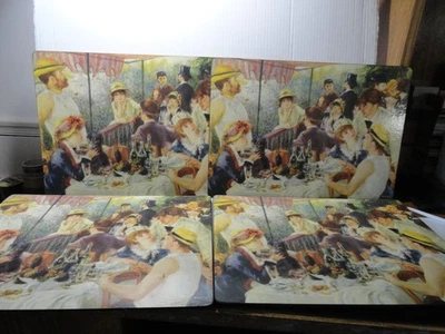 SET OF 4 - CORK PLACEMATS - LUNCHEON OF THE BOATING PARTY - 16 X 12 - NEW - Image 1 of 3