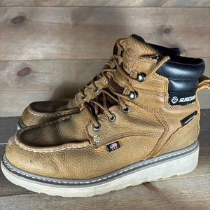 Sureway mens size 10 shoes brown leather moc toe soft toe waterproof work boots - Picture 1 of 8
