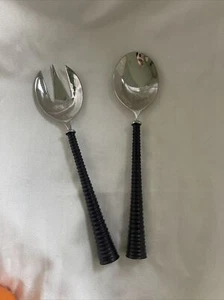 Michael Aram 2 pc. Fork & Spoon Salad Serving Set Spiral Metal Handle B18 - Picture 1 of 14